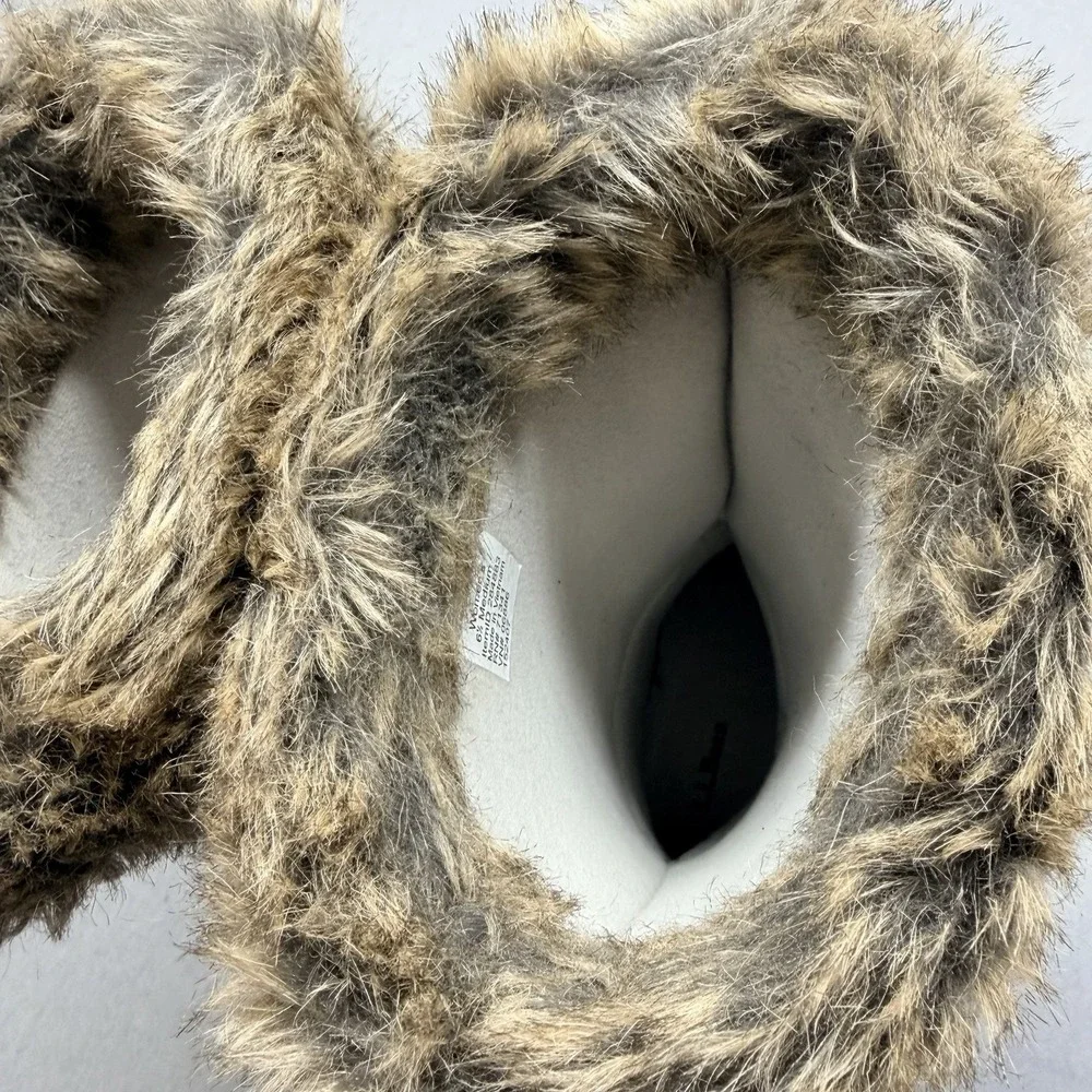 LL Bean Snow Boots Quilted Suede Faux Fur Women Winter‎ Insulated Size 6.5